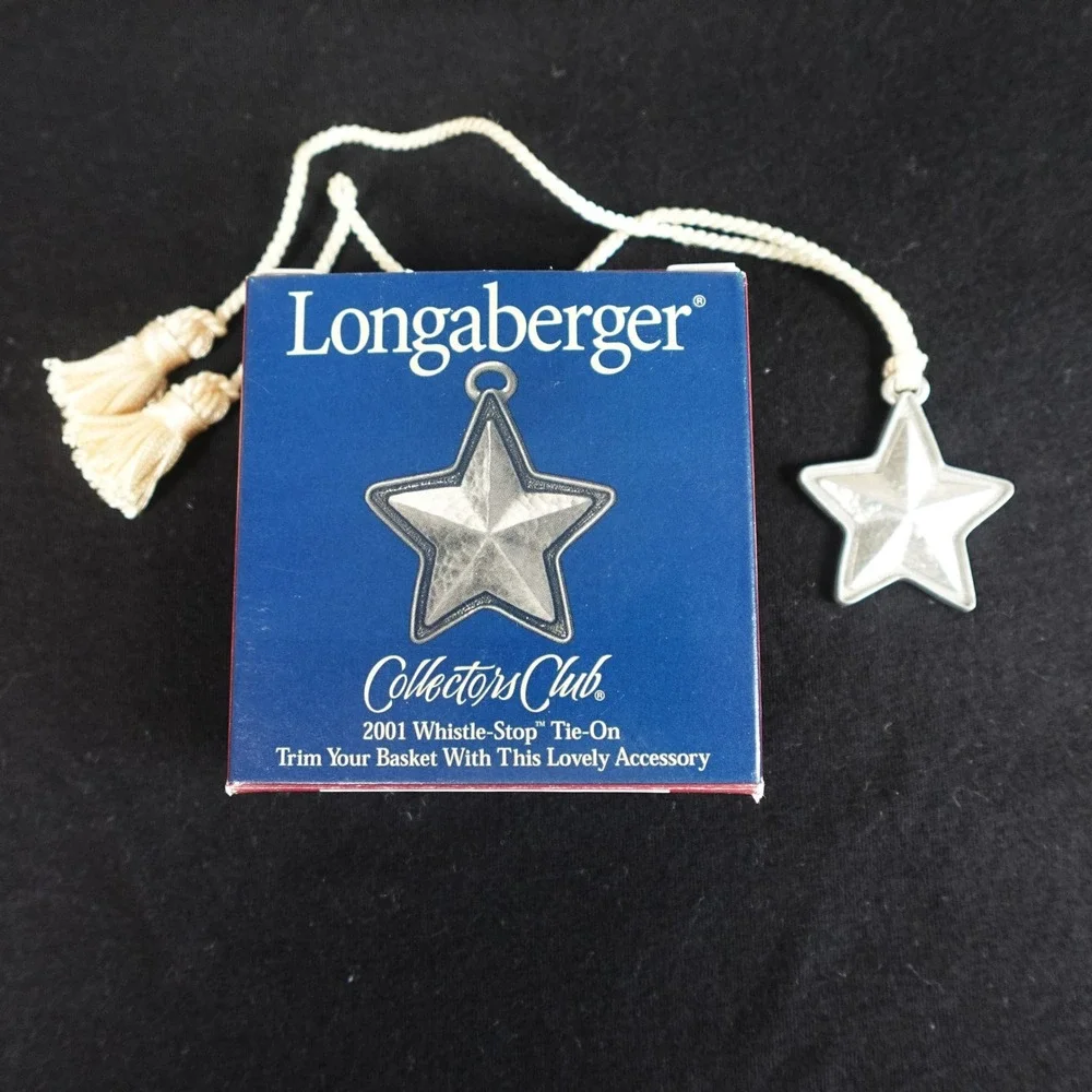 Longaberger 2001 Collectors Club Whistle-Stop Tie-On Star Basket Charm Silver